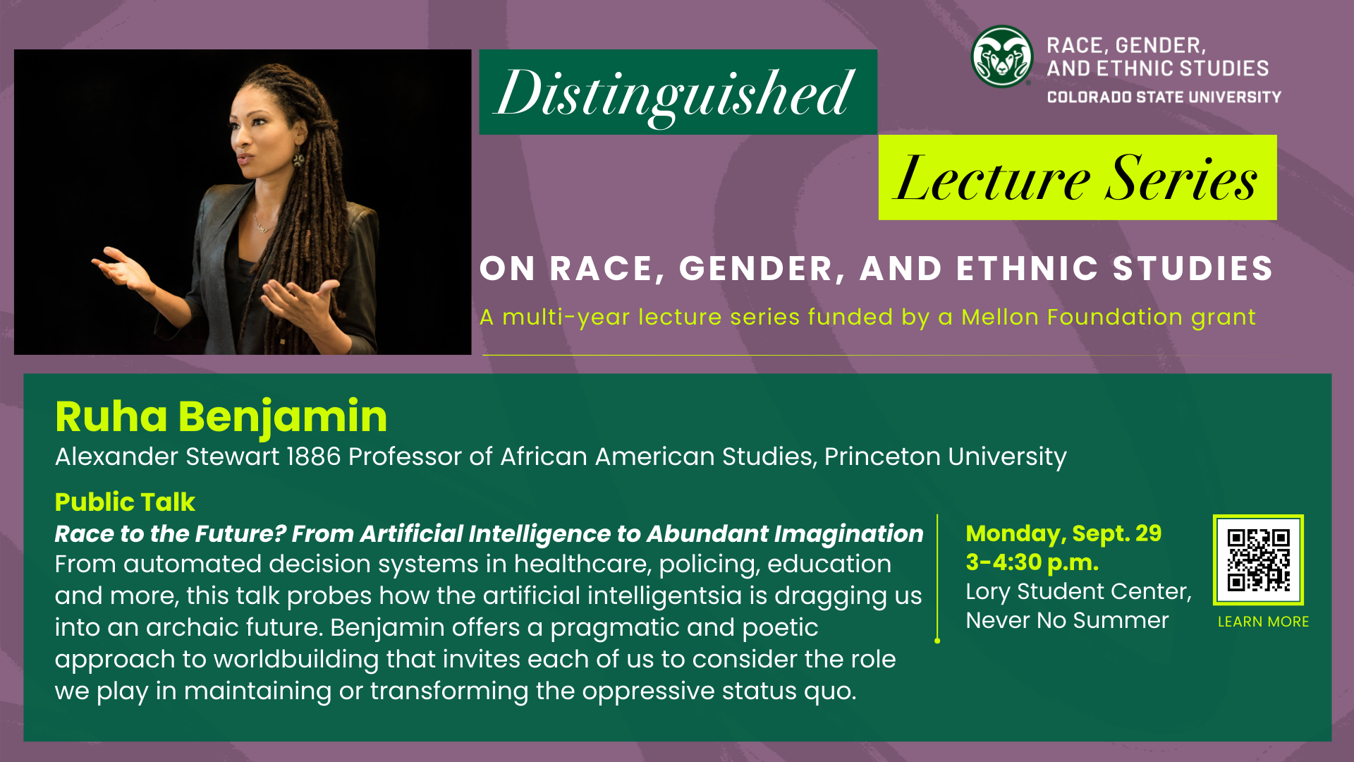 Distinguished Lecture Series on Race, Gender, and Ethnic Studies: A Public Talk by Ruha Benjamin