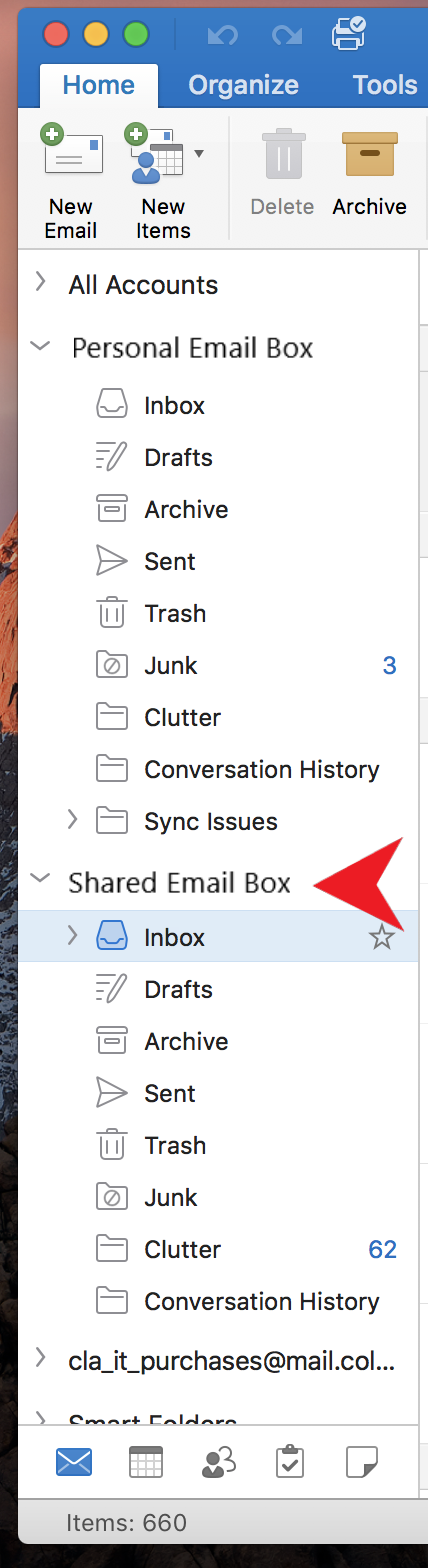 add shared mailbox mac outlook